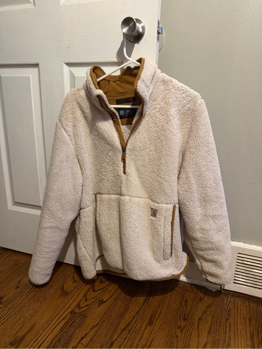Carhartt Cream Sherpa Pullover with Tan Trim